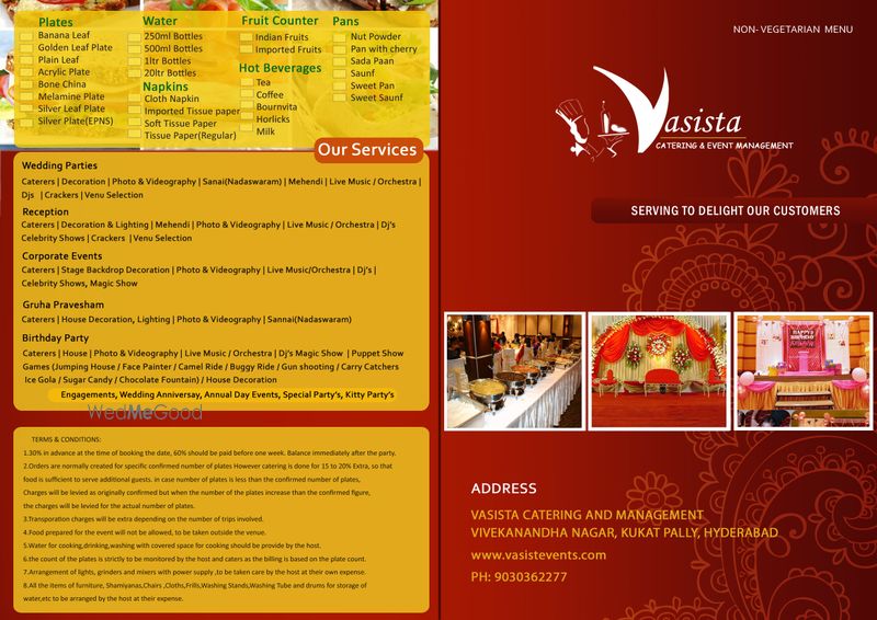 Vasista Caterers Price Reviews Wedding Catering In