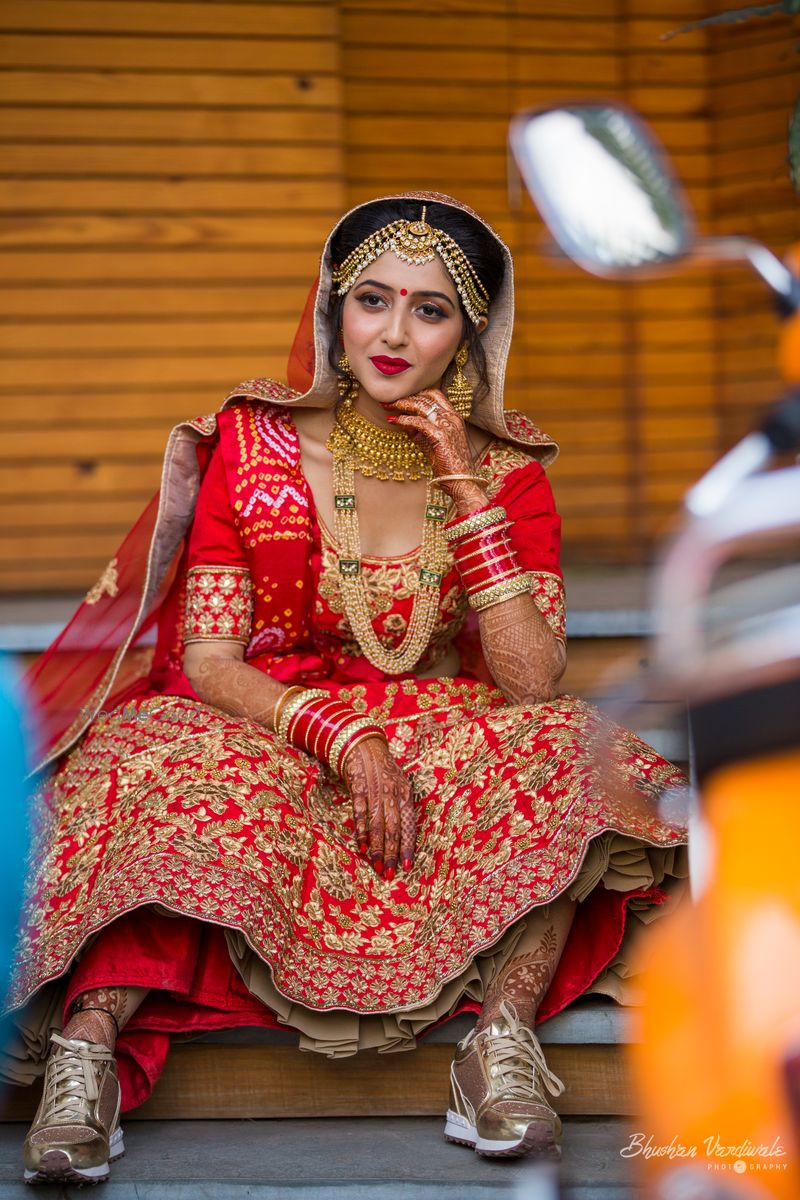 Cute bride wearing sneakers under 