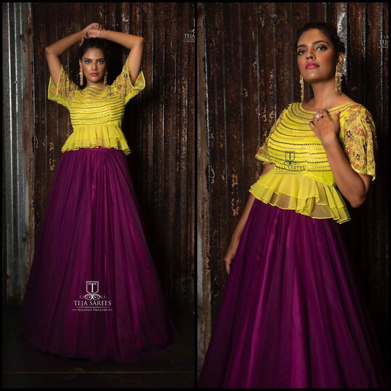 Beautiful Partywear Long Frock In Net Embroidery And Raw Silk  Siri  Collections