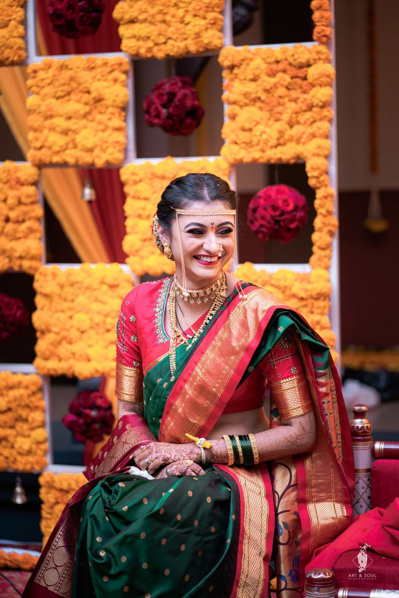 Beautiful Nauvari Sarees We Spotted On These Real Maharashtrian Brides! | Nauvari  saree, Indian wedding photography poses, Couple wedding dress