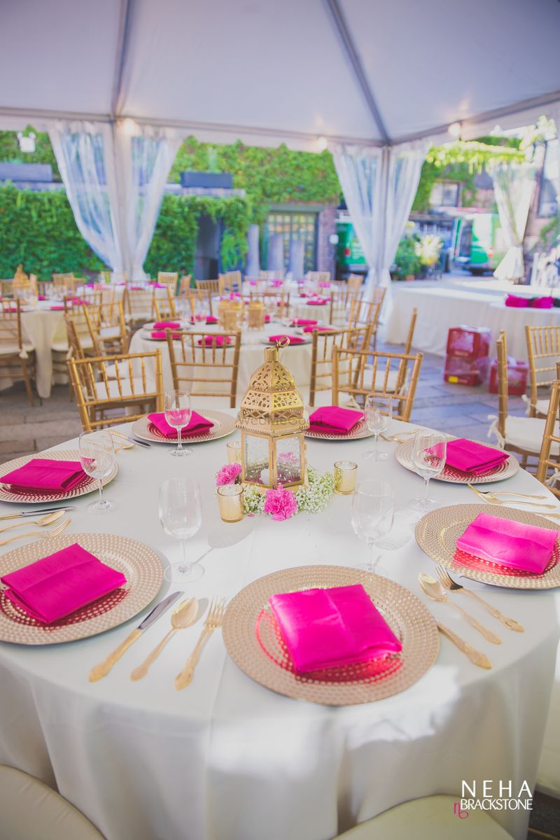 gold and pink table setting