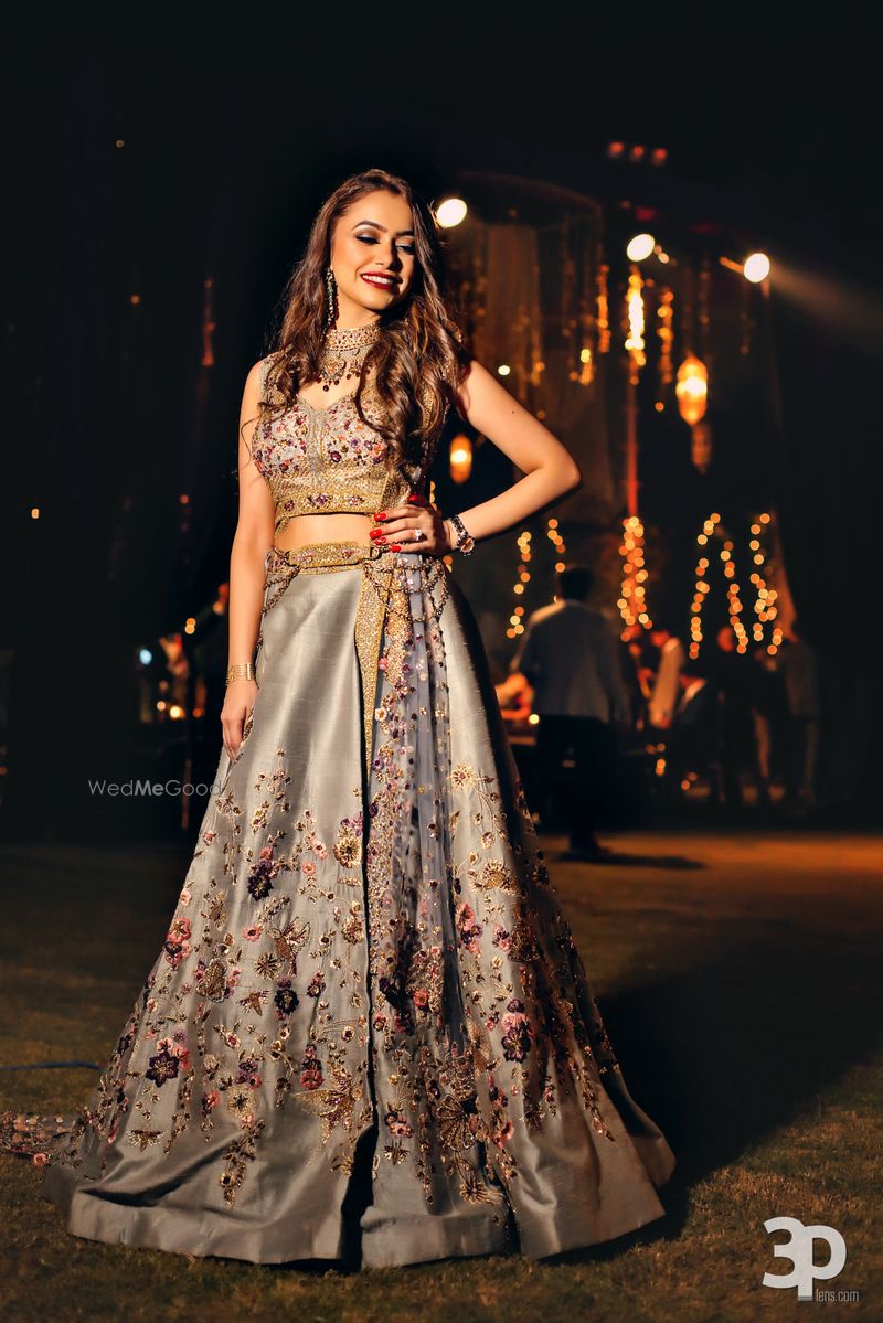 Gray sangeet embroidered lehenga set