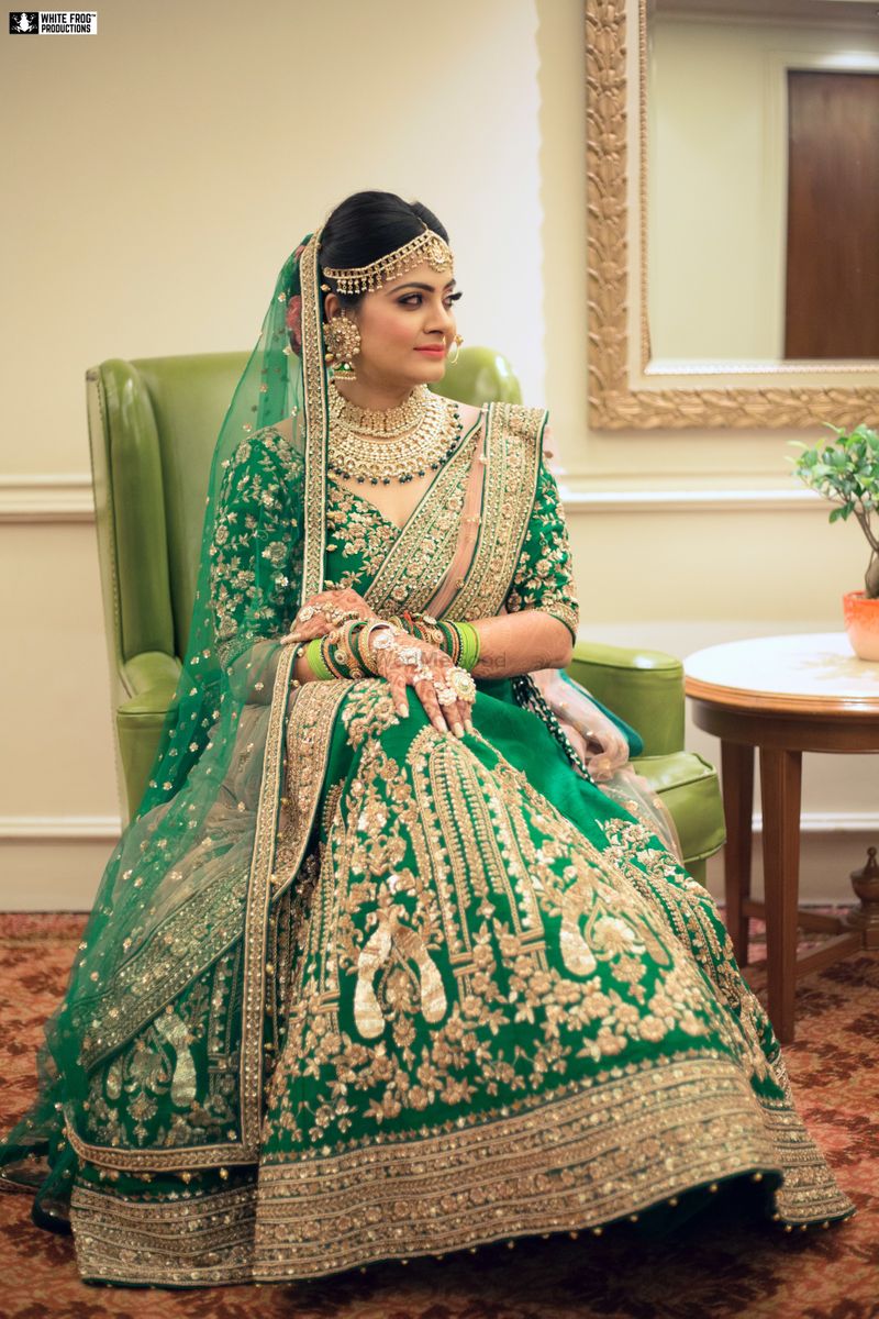 Photo Of Offbeat Green Bridal Lehenga 8452