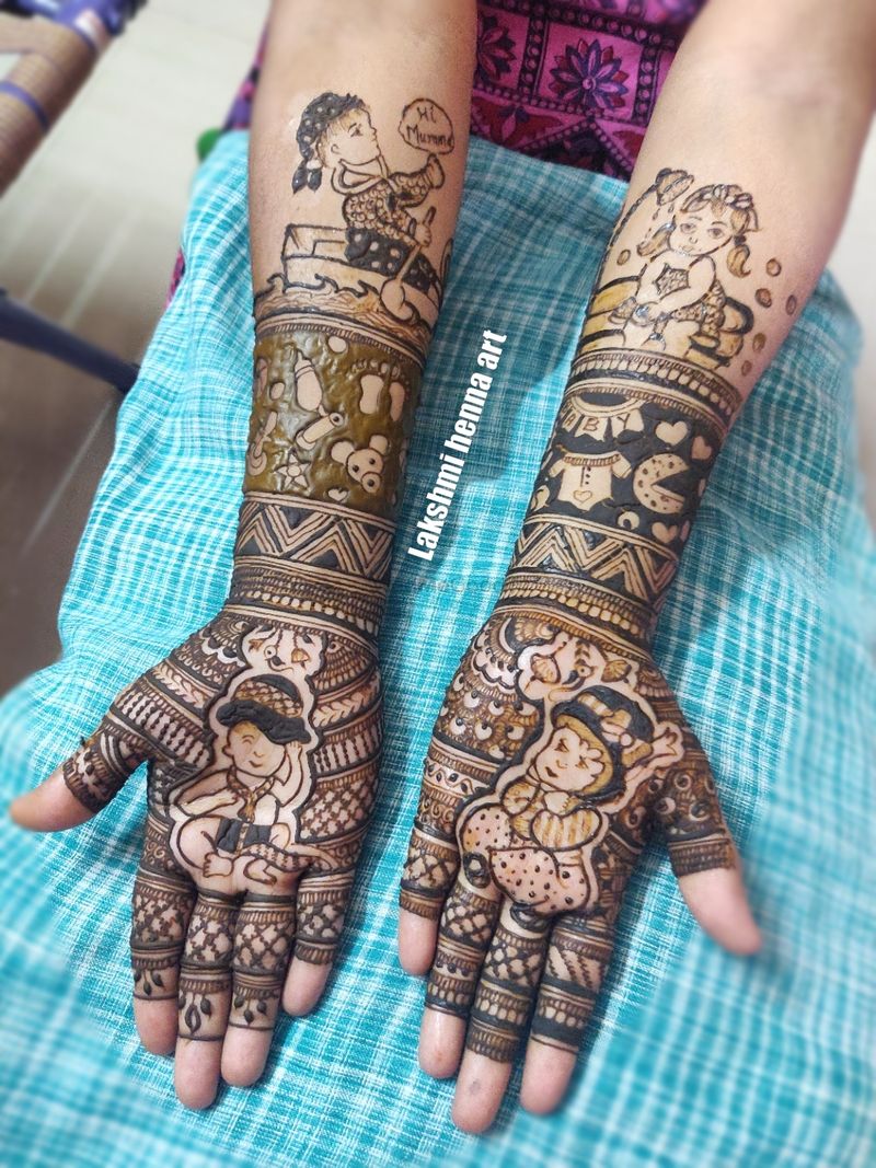 Baby shower mehndi🎉🤰🏻 . . #babyshower #babyshowerideas #babyshowermehndi  #hennababyshower #godbharai #mehndirasam #hennabrows #b... | Instagram