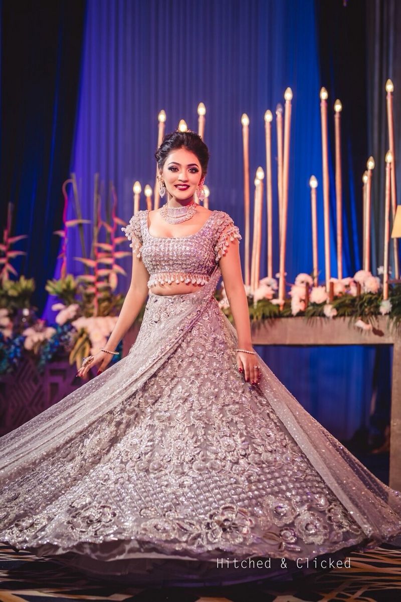 Photo of Cocktail or reception lehenga in silver