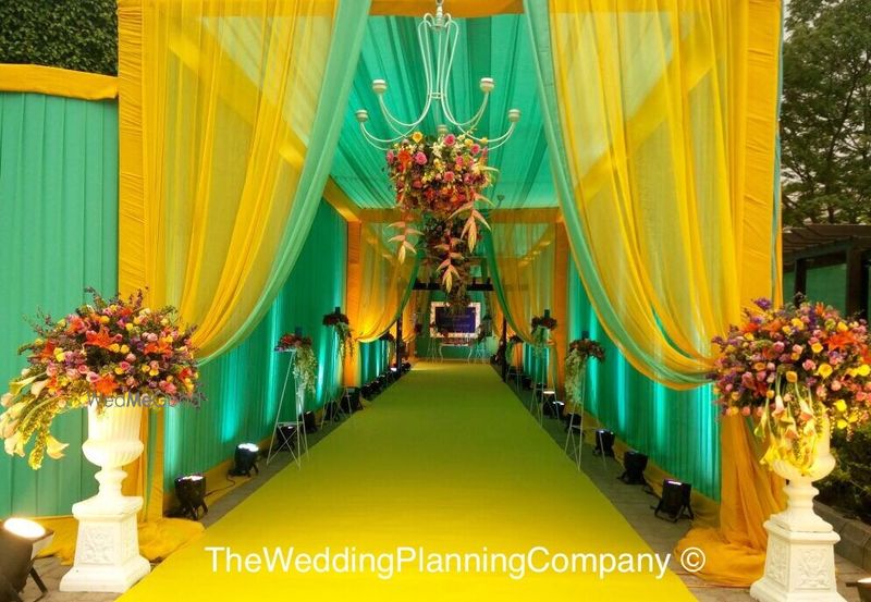 Photo of Yellow and Sea Green Entrance Decor
