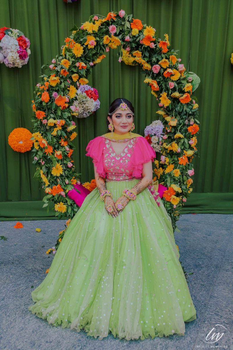 Green Hot Pink Diamond Bridal Wedding Lehenga Banarasi Silk SFZ132799 –  Siya Fashions