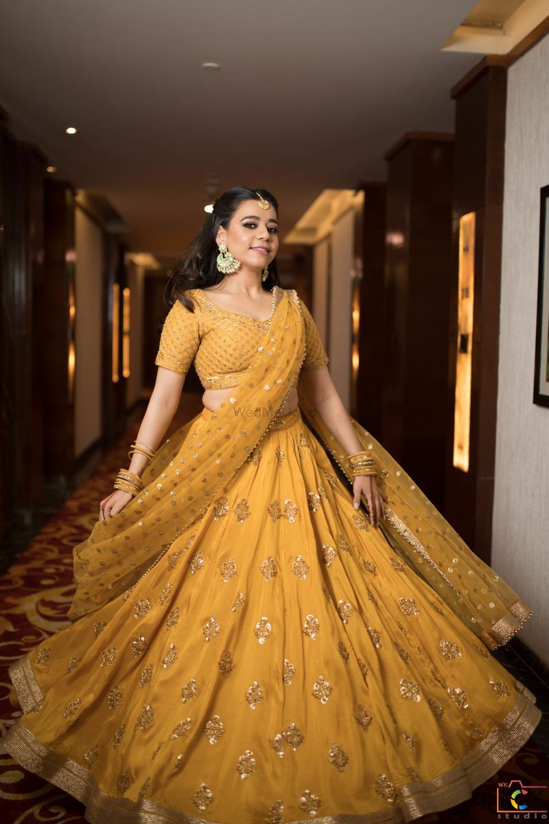 Engagement, Reception, Wedding Yellow color Georgette fabric Ready to Wear  Lehenga : 1868816