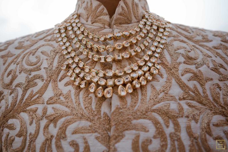 Photo of A multi-layered polki necklace for grooms