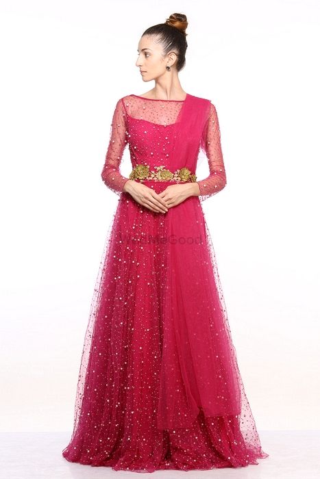 Party Wear Dark Pink Color Poncho Gown