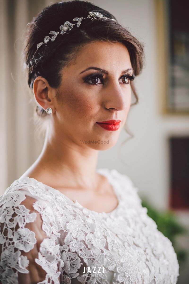 Photo of Christian Bridal Hairstyle with Diamond Wreath