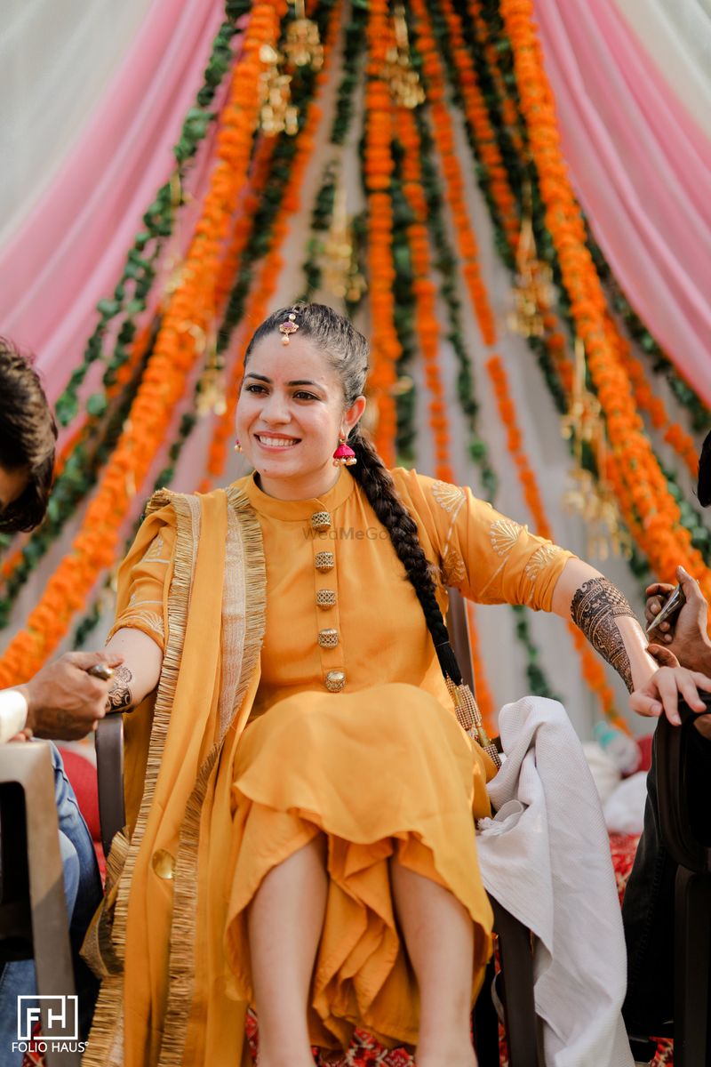 Beautiful Mesmerizing and Trendy Haldi Outfits | Haldi ceremony outfit,  Indian bride photography poses, Haldi photoshoot