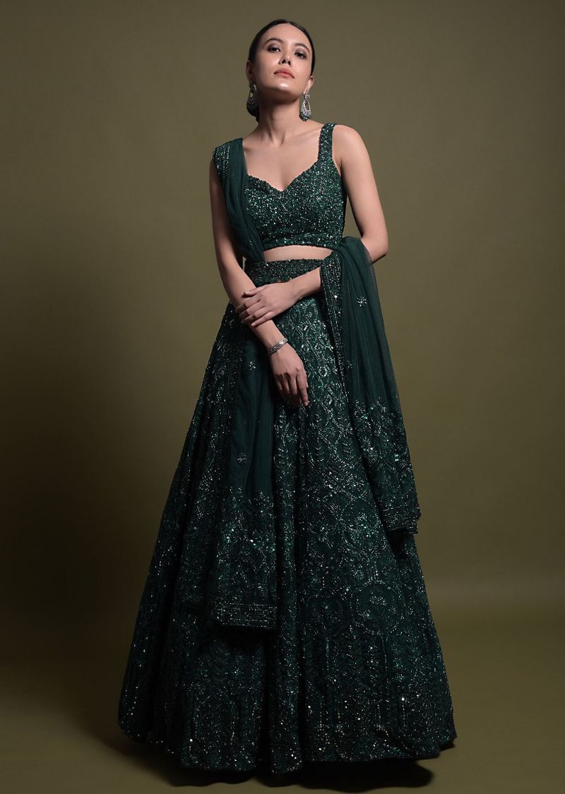 Buy Classy Bottle Green Lehenga-choli skirt and Crop-top Set, Aged 5-16 Yrs  Old. Holiday Outfit. Indian Ethnic Party-wear/festive-wear Dress. Online in  India - Etsy
