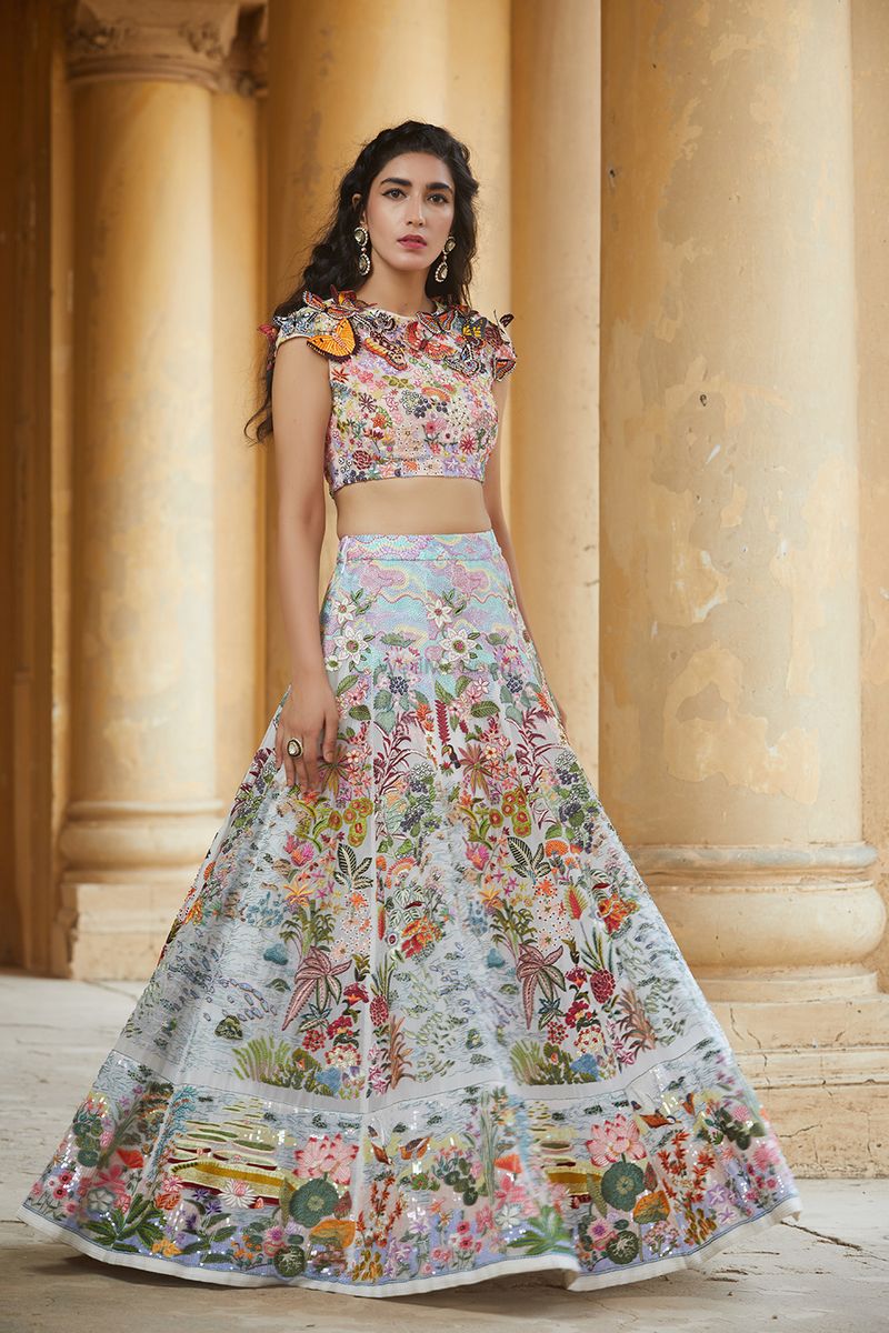 Multi Colored Yellow Hand Embroidered Lehenga Set Design by Rahul Mishra at  Pernia's Pop Up Shop 2024