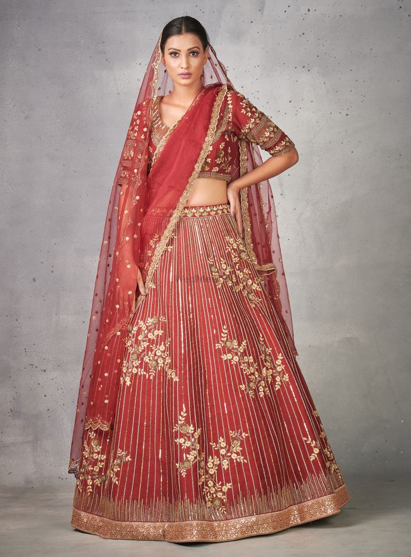 Buy Peony Pink and Maroon Imperial Patterned Bridal Lehenga Online in India  @Mohey - Lehenga for Women