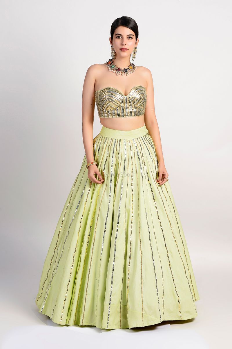 Priya Prakash Varrier's contemporary lehenga choli design comes with a cape  and corset blouse | IWMBuzz