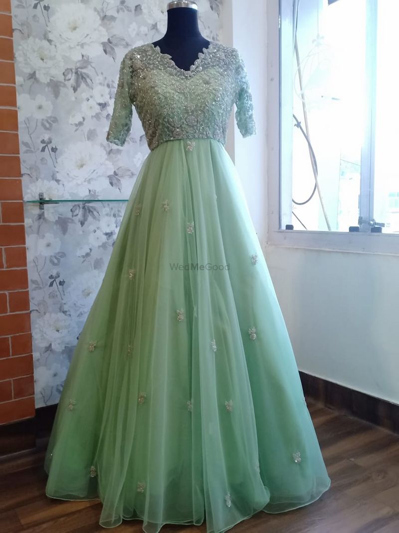 Pista green tulle gown by INTISH by Chintya