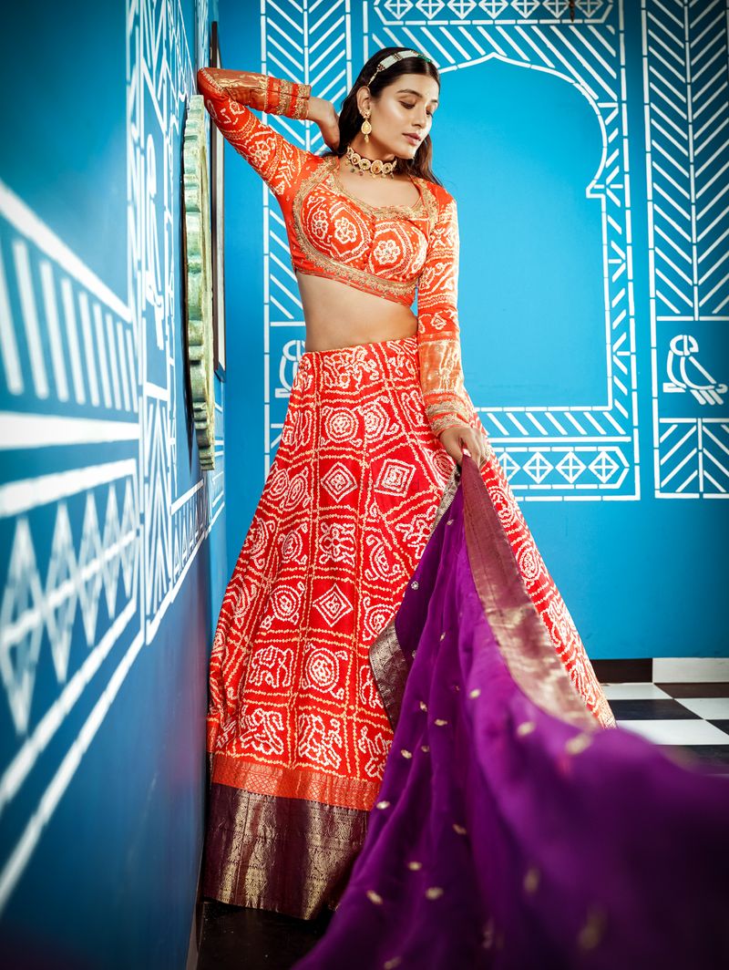 Chansi Trendz Wedding Wear Artful Orange Color Pure Silk Designer Lehenga  With Real Mirror Work at best price in Surat