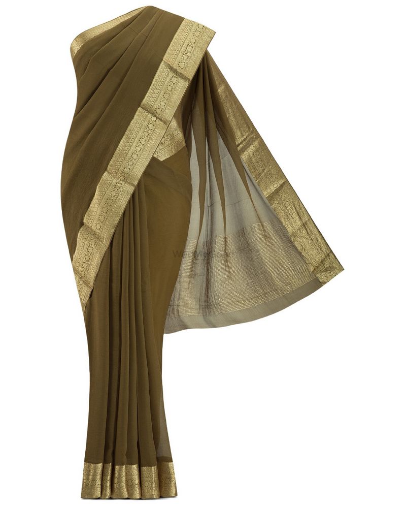 Woven Mysore Chiffon Saree in Brown : SNGA3756