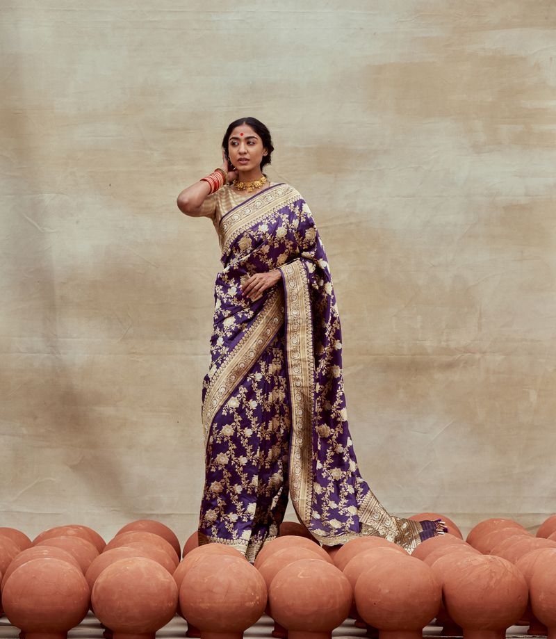 Buy Dark Purple Banarasi Saree online-Karagiri – Karagiri Global