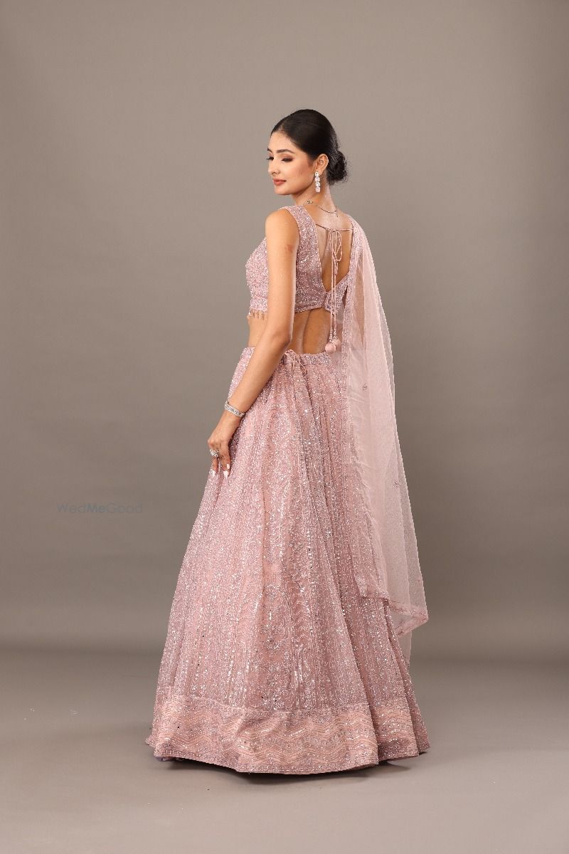 Lavender Net Lehenga Suit main image 1