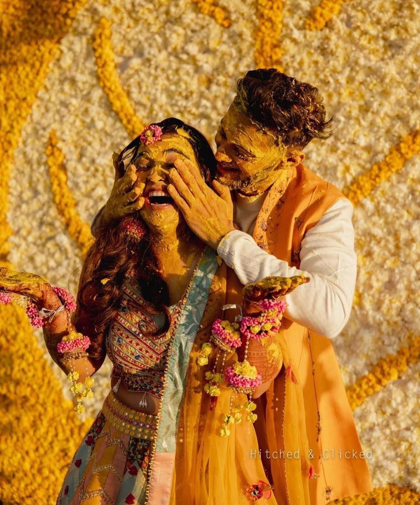 Photo of A bride on her haldi function with her bridesmaids