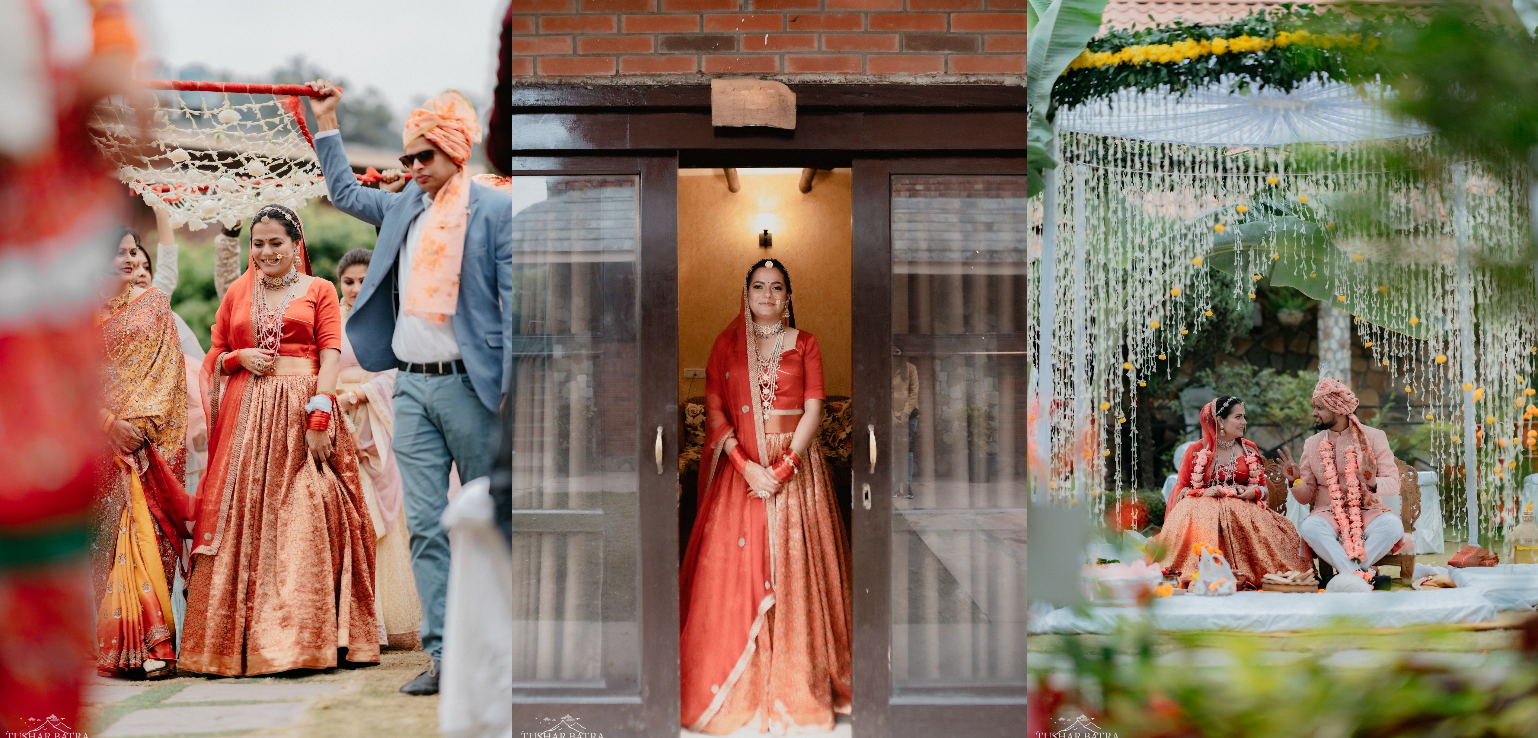 Burnt Orange Bridal Lehenga | Seema Gujral | Orange lehenga, Orange indian  outfit, Aza fashion